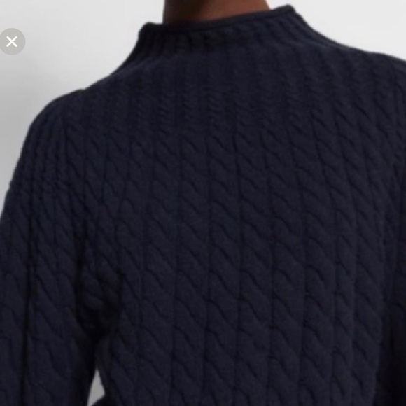 Theory blue felted mock neck wool blend Navy Cashmere blend - Picture 2 of 12